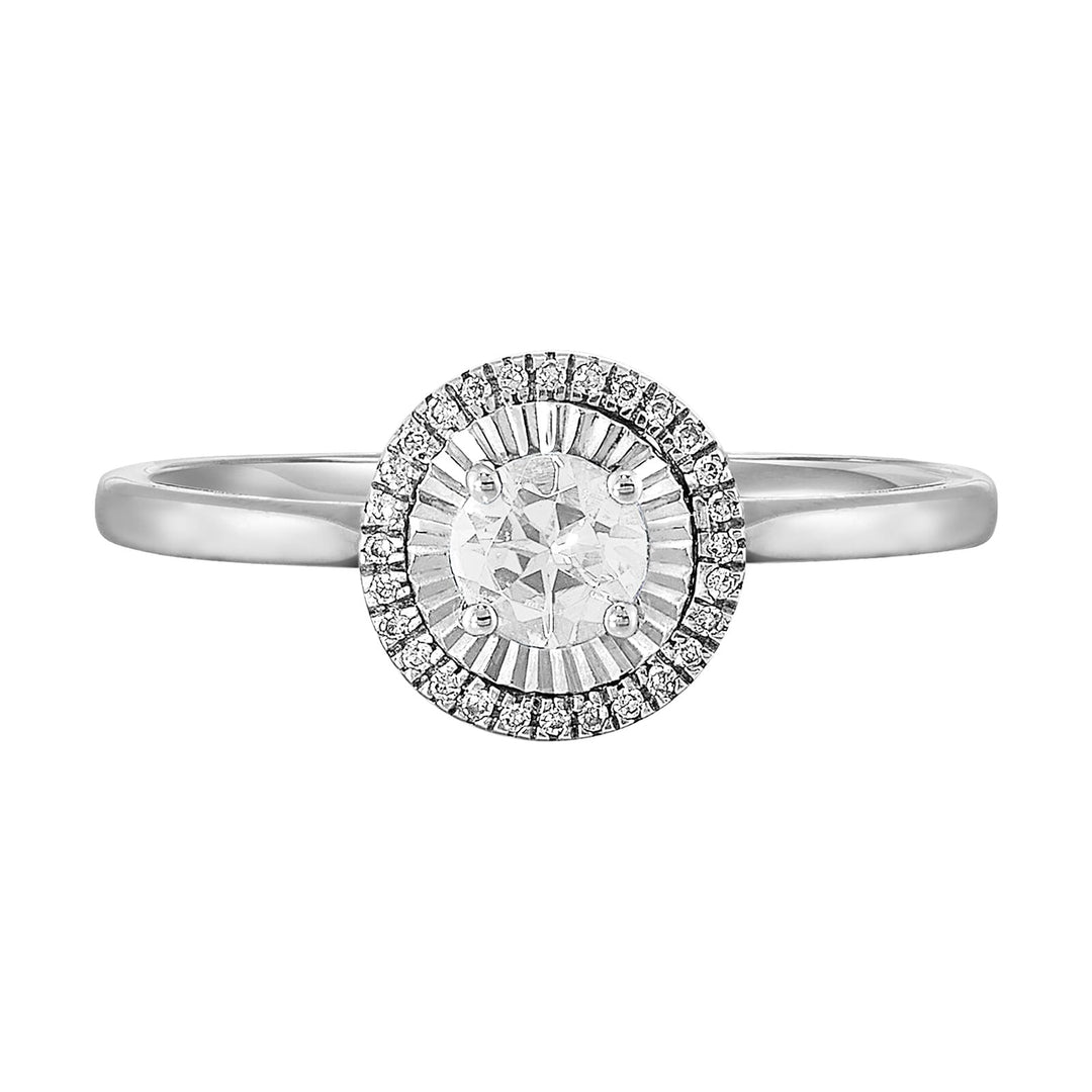 10Kt White Gold Diamond 1/25Ctw & White Topaz 1/3Ctw Ring
