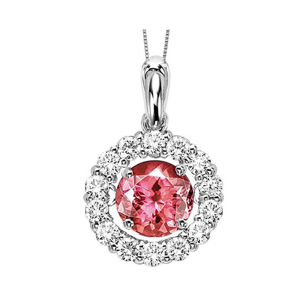 14Kt White Gold Diamond 1/4Ctw & Ruby 5/8Ctw Pendant