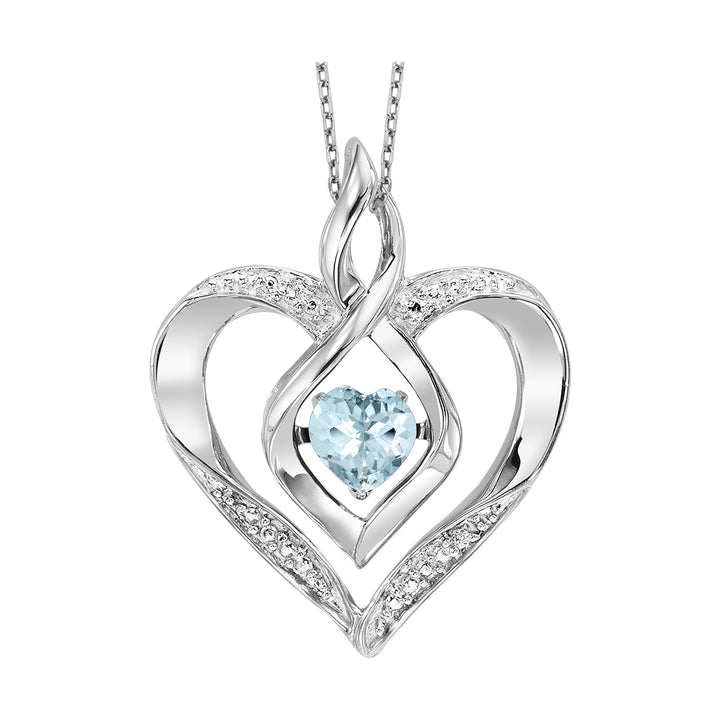 Silver Created-Aquamarine 1/4Ctw Pendant
