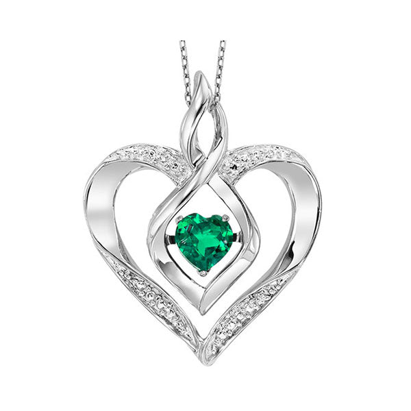 Silver Created-Emerald 1/4Ctw Pendant