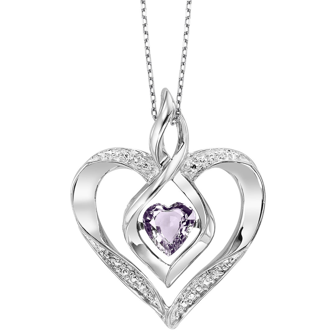 Silver Diamond 1/50Ctw & Syn Alexandrite 1/4Ctw Pendant