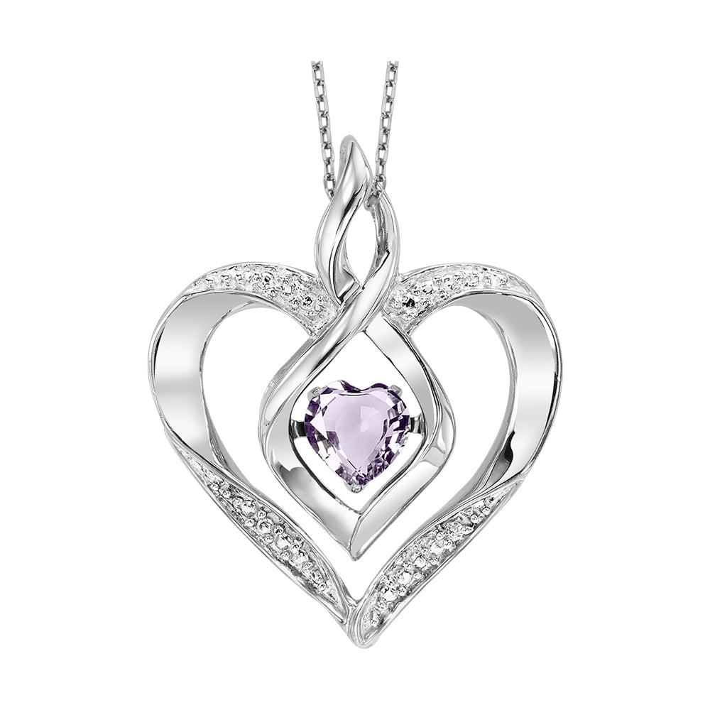 Silver Diamond 1/50Ctw & Syn Alexandrite 1/4Ctw Pendant