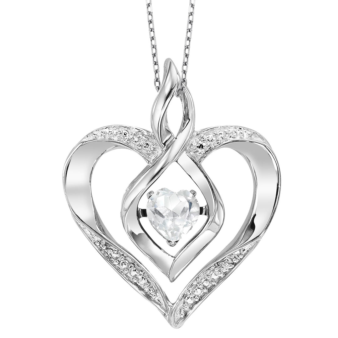 Silver Diamond 1/50Ctw & Createdwhite Topaz 1/4Ctw Pendant