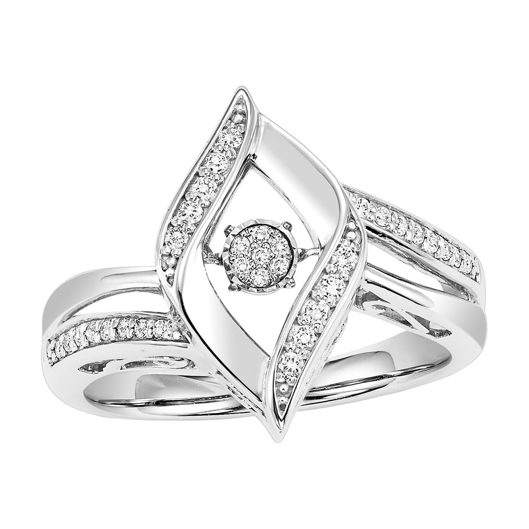 Silver White Diamond 1/6Ctw Ring