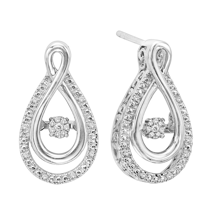 Silver Diamond 1/10Ctw Earring