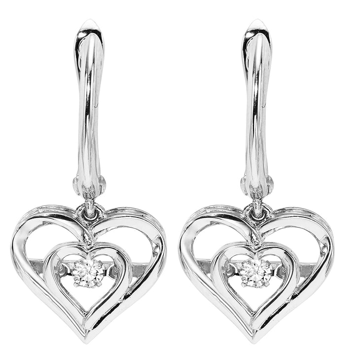 Silver White Diamond 1/25Ctw Earring