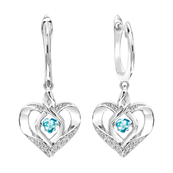 Silver Diamond 1/50Ctw & Created-blue Topaz 1/8Ctw Earring