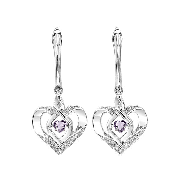 Silver Diamond 1/50Ctw & Syn Alexandrite 1/8Ctw Earring