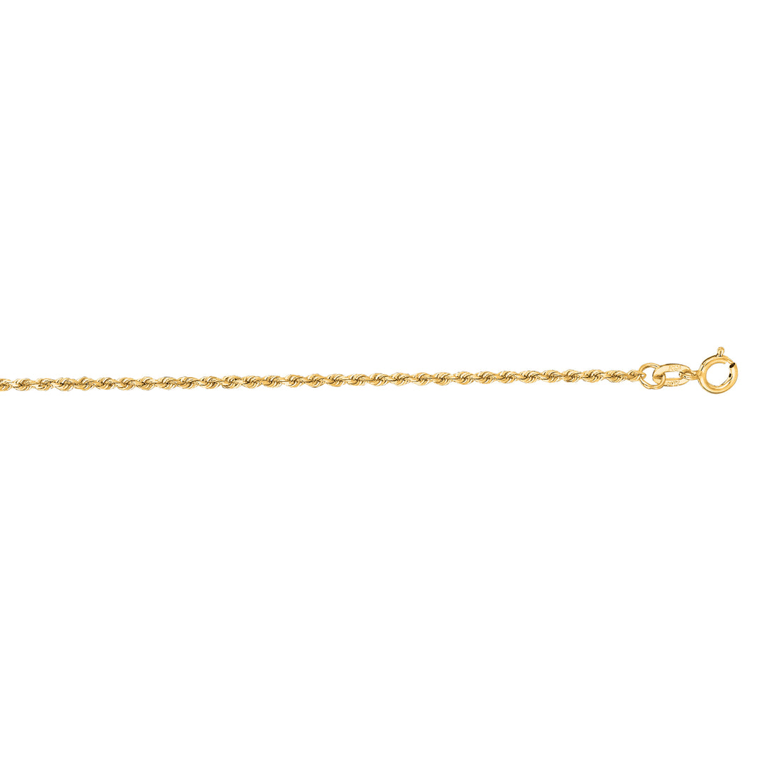 14K Gold 16"" 1.4mm Diamond Cut Royal Rope Chain