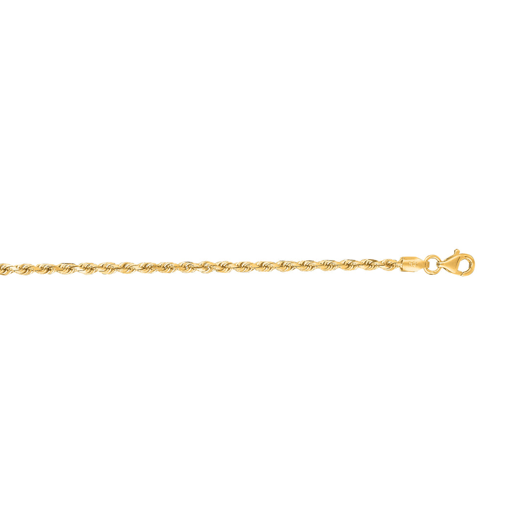 14K Gold 20"" 2.5mm Diamond Cut Royal Rope Chain