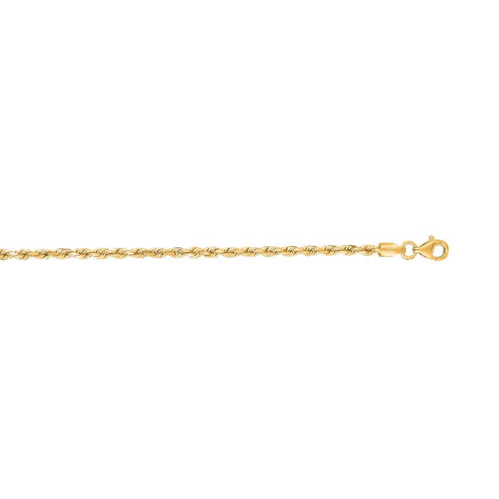 14K Gold 2.5mm Diamond Cut Royal Rope Chain