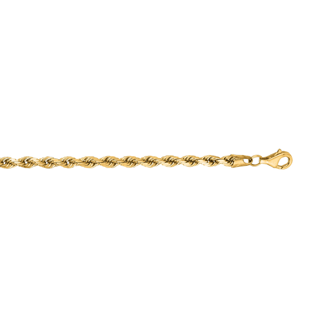 14K Gold 8"" 3.8mm Diamond Cut Royal Rope Chain