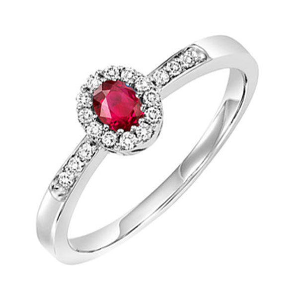 14Kt White Gold Diamond 1/6Ctw & Ruby 1/5Ctw Ring