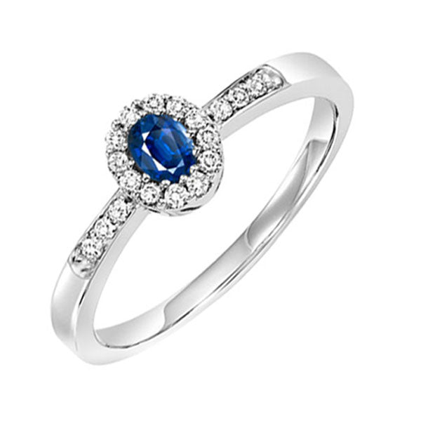 14Kt White Gold Diamond 1/6Ctw & Sapphire 1/5Ctw Ring