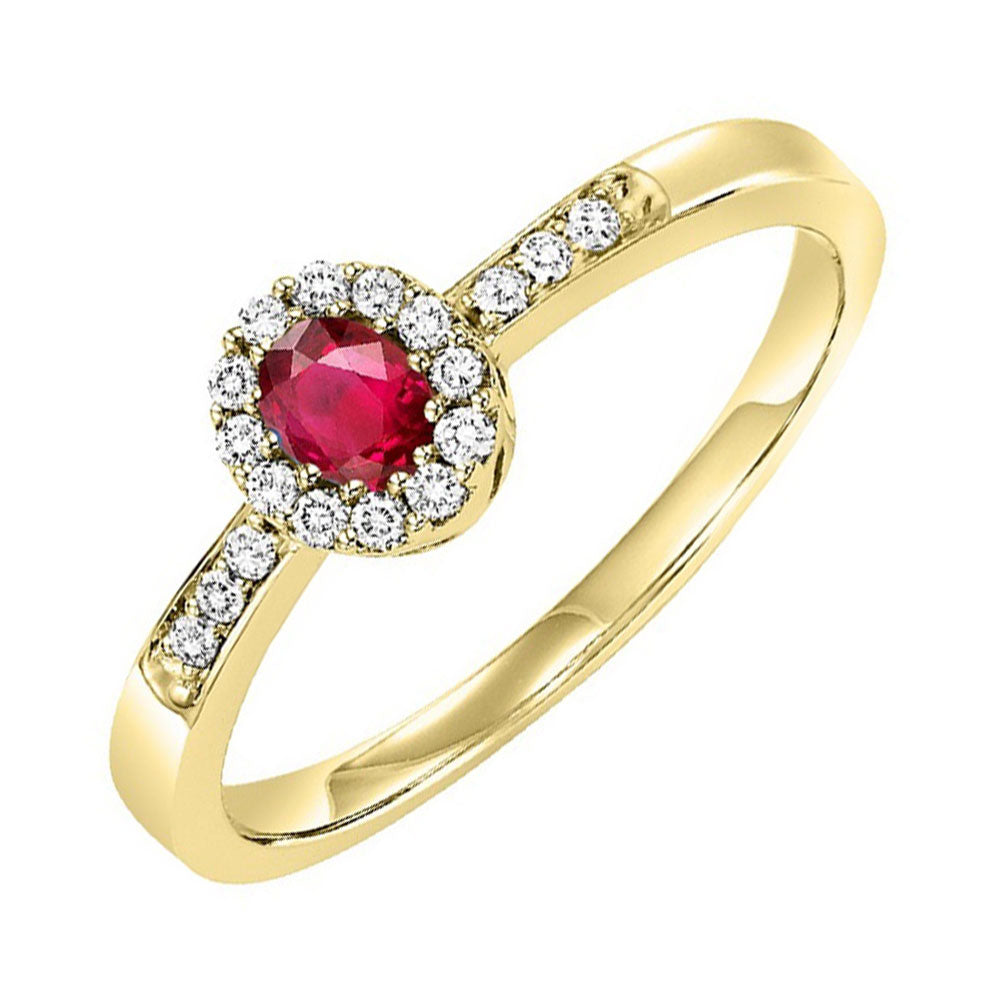 14Kt Yellow Gold Diamond 1/6Ctw & Ruby 1/5Ctw Ring