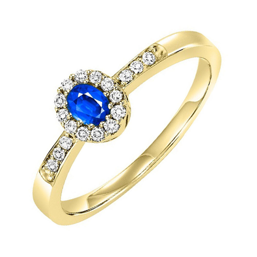 14Kt Yellow Gold Diamond 1/6Ctw & Sapphire 1/5Ctw Ring