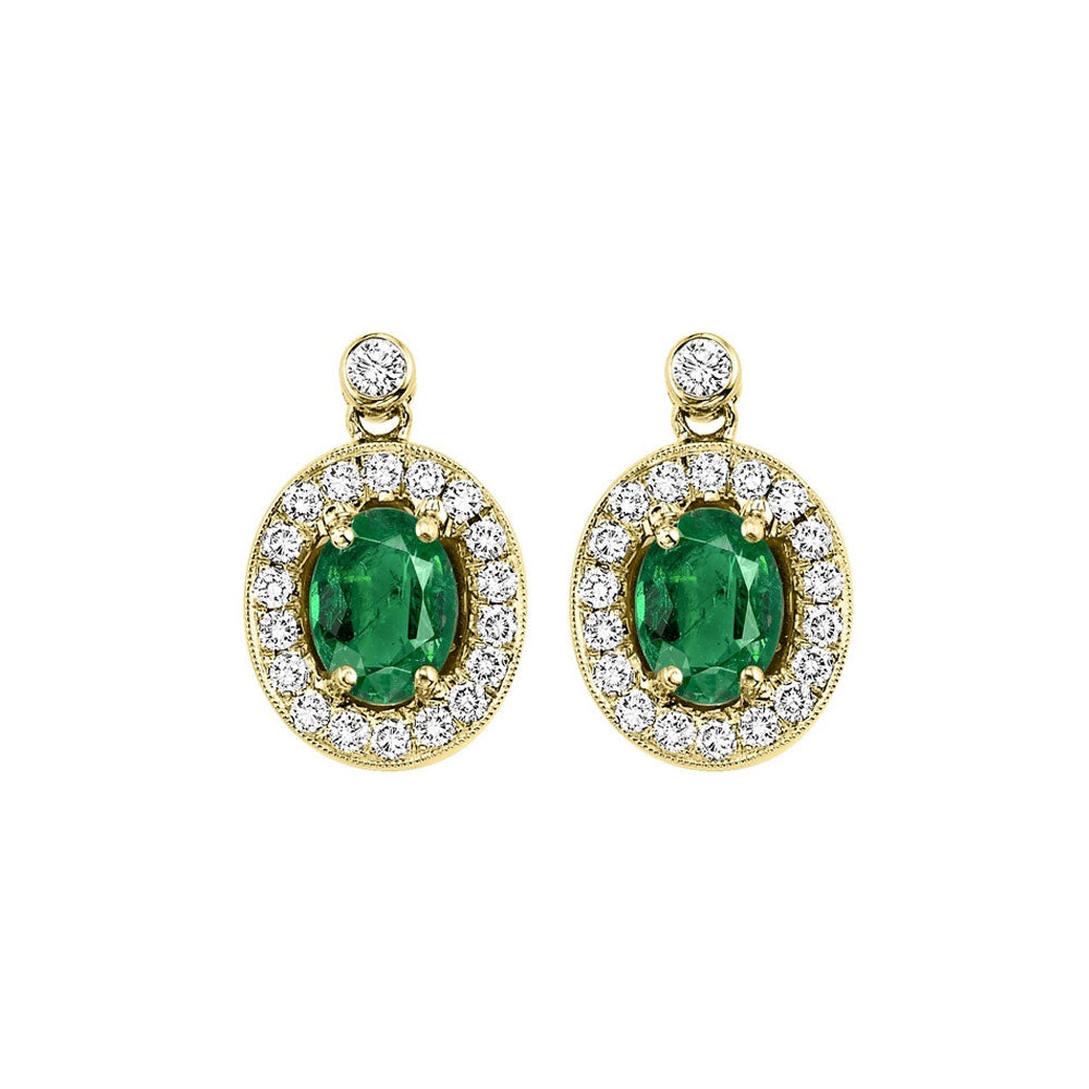 14Kt Yellow Gold Diamond 1/4Ctw & Emerald 7/8Ctw Earring