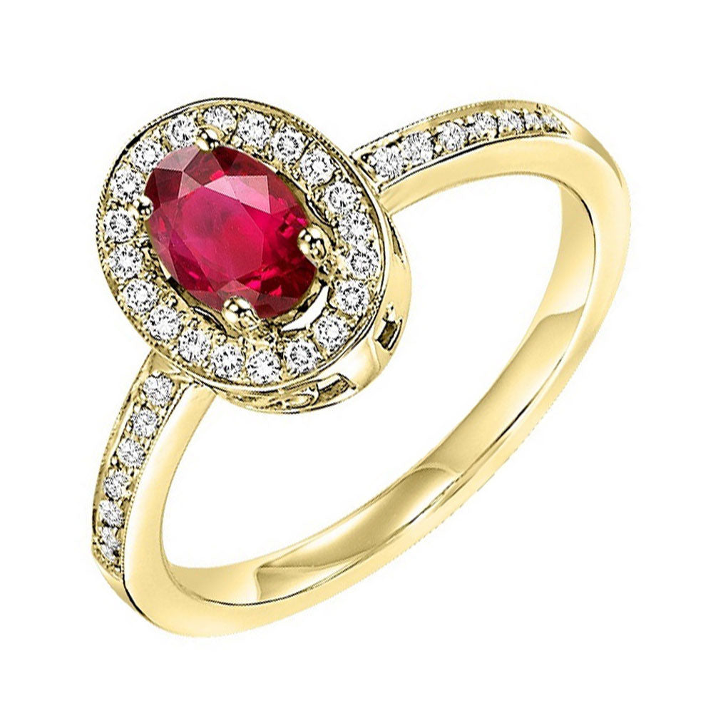 14Kt Yellow Gold Diamond 1/5Ctw & Ruby 1/5Ctw Ring