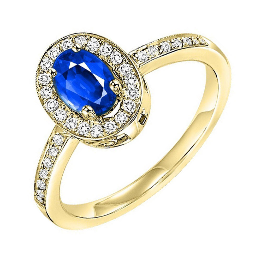 14Kt Yellow Gold Diamond 1/5Ctw & Sapphire 1/5Ctw Ring