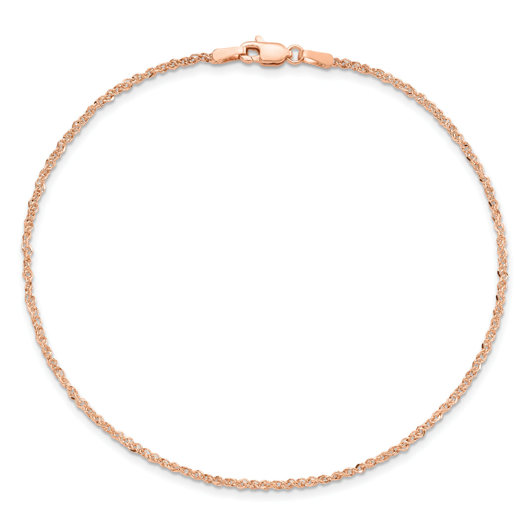 14K Rose Gold 1.7mm Ropa Chain Anklet