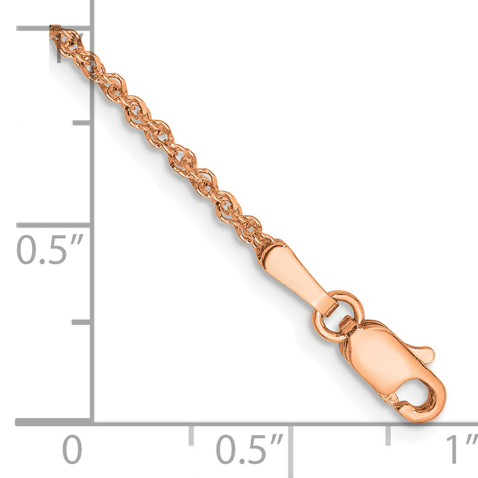 14K Rose Gold 1.7mm Ropa Chain Anklet