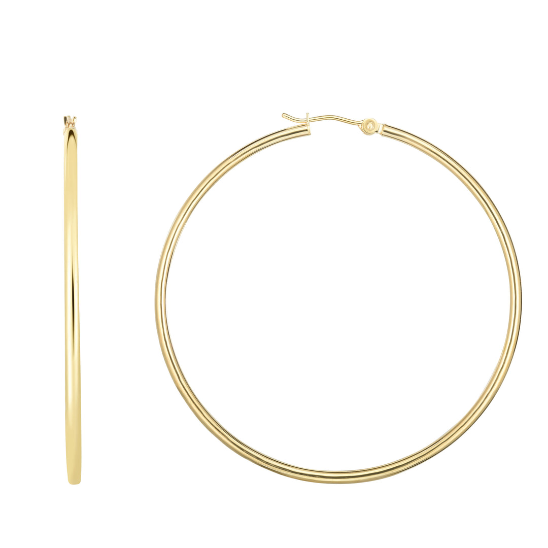 14K Gold 2x55mm Hoops