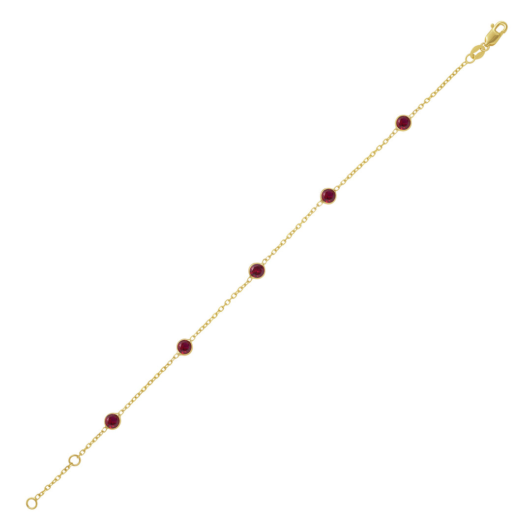 14K Ruby Station Bracelet
