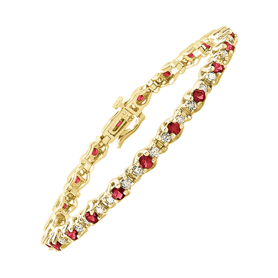 14Kt Yellow Gold Diamond 2Ctw & Ruby 2 7/8Ctw Bracelet