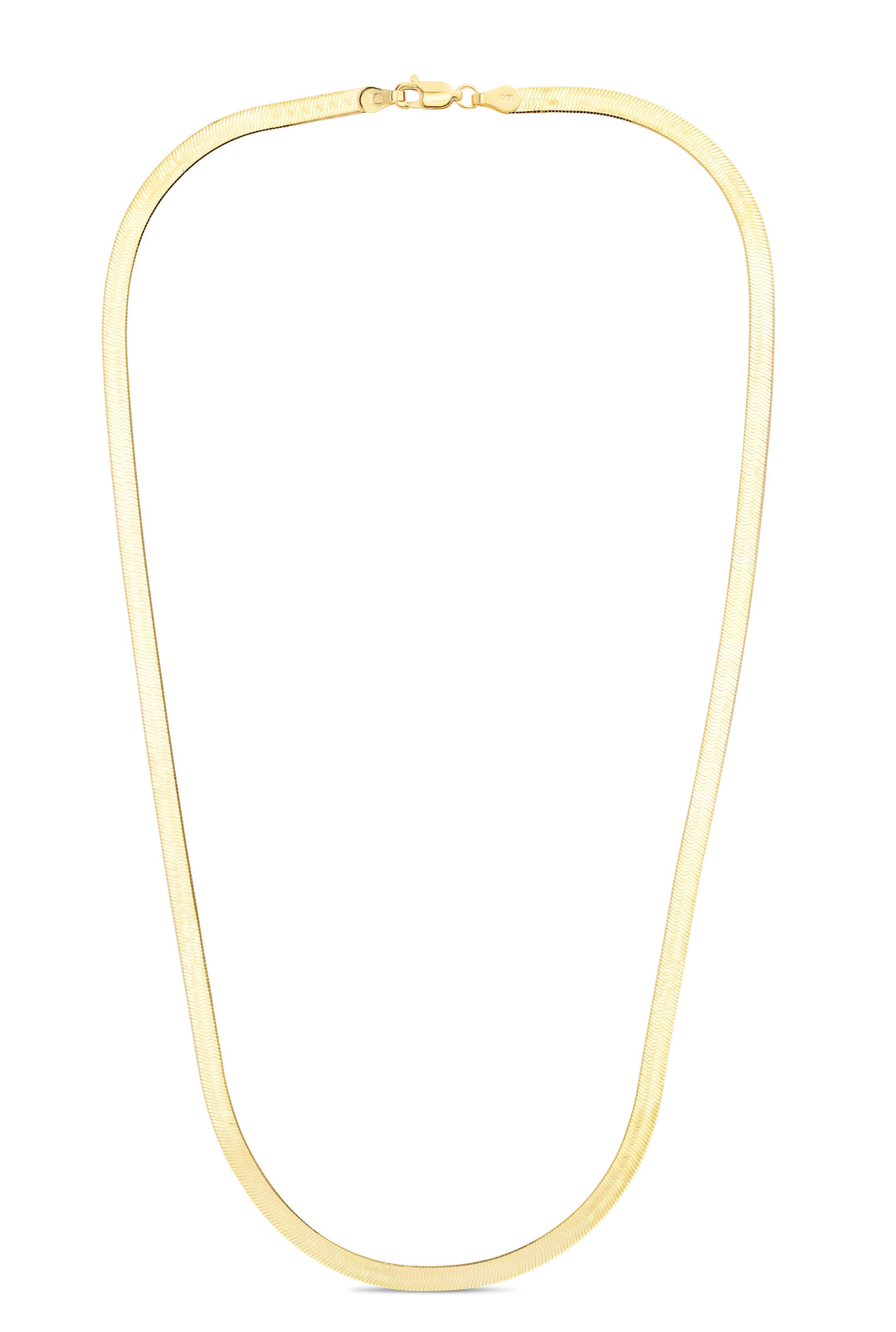 14K Gold 7"" 4mm Imperial Herringbone Chain