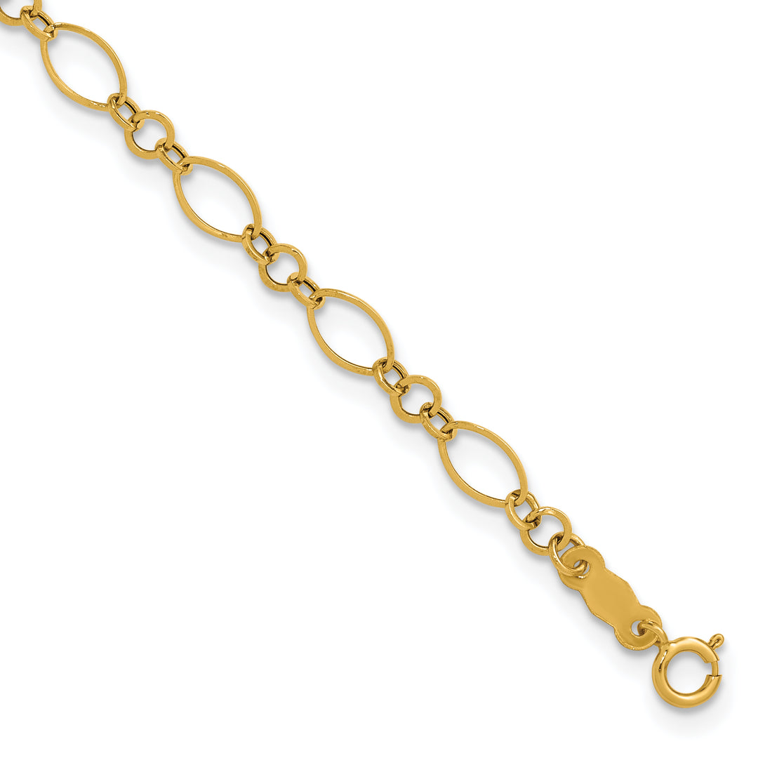 14k Yellow Gold 7.25in Polished Fancy Link Bracelet
