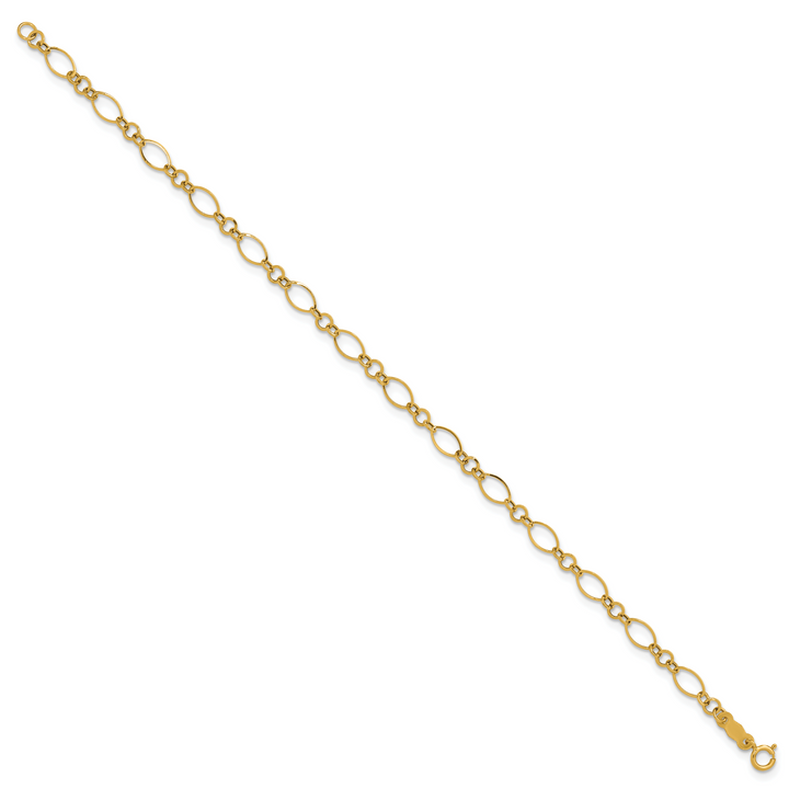 14k Yellow Gold 7.25in Polished Fancy Link Bracelet
