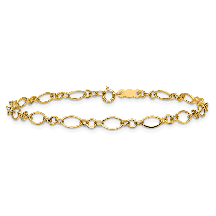 14k Yellow Gold 7.25in Polished Fancy Link Bracelet