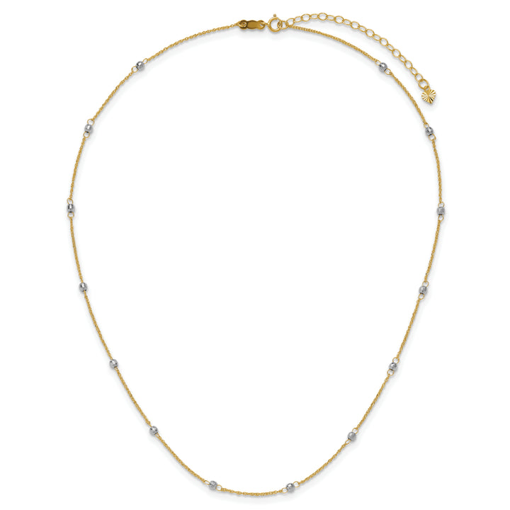 14K Two-tone Ropa Mirror Bead W/2in Ext Necklace