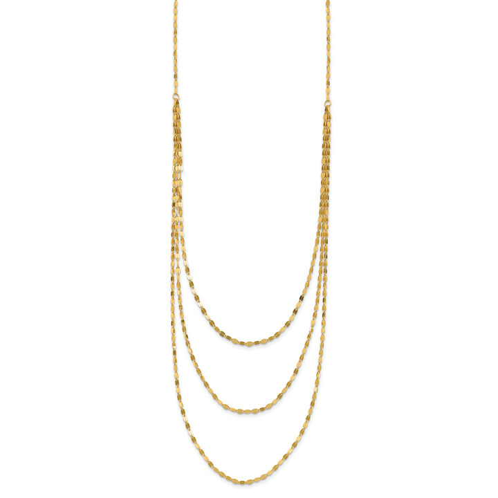 14k Polished Triple Strand Necklace