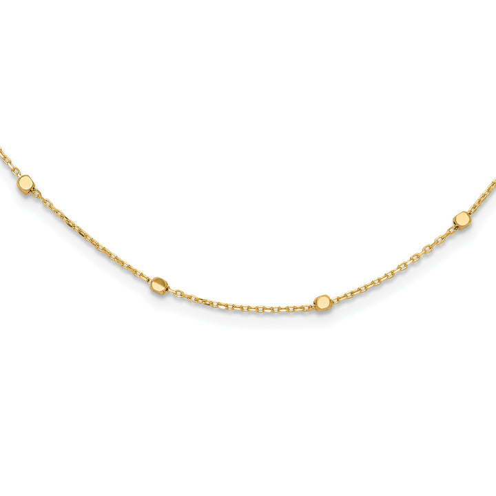 14K Polished Cube Stations w/ 2in ext. Necklace