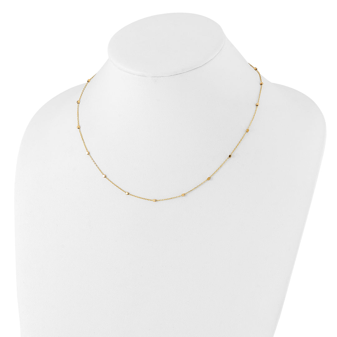 14K Polished Cube Stations w/ 2in ext. Necklace