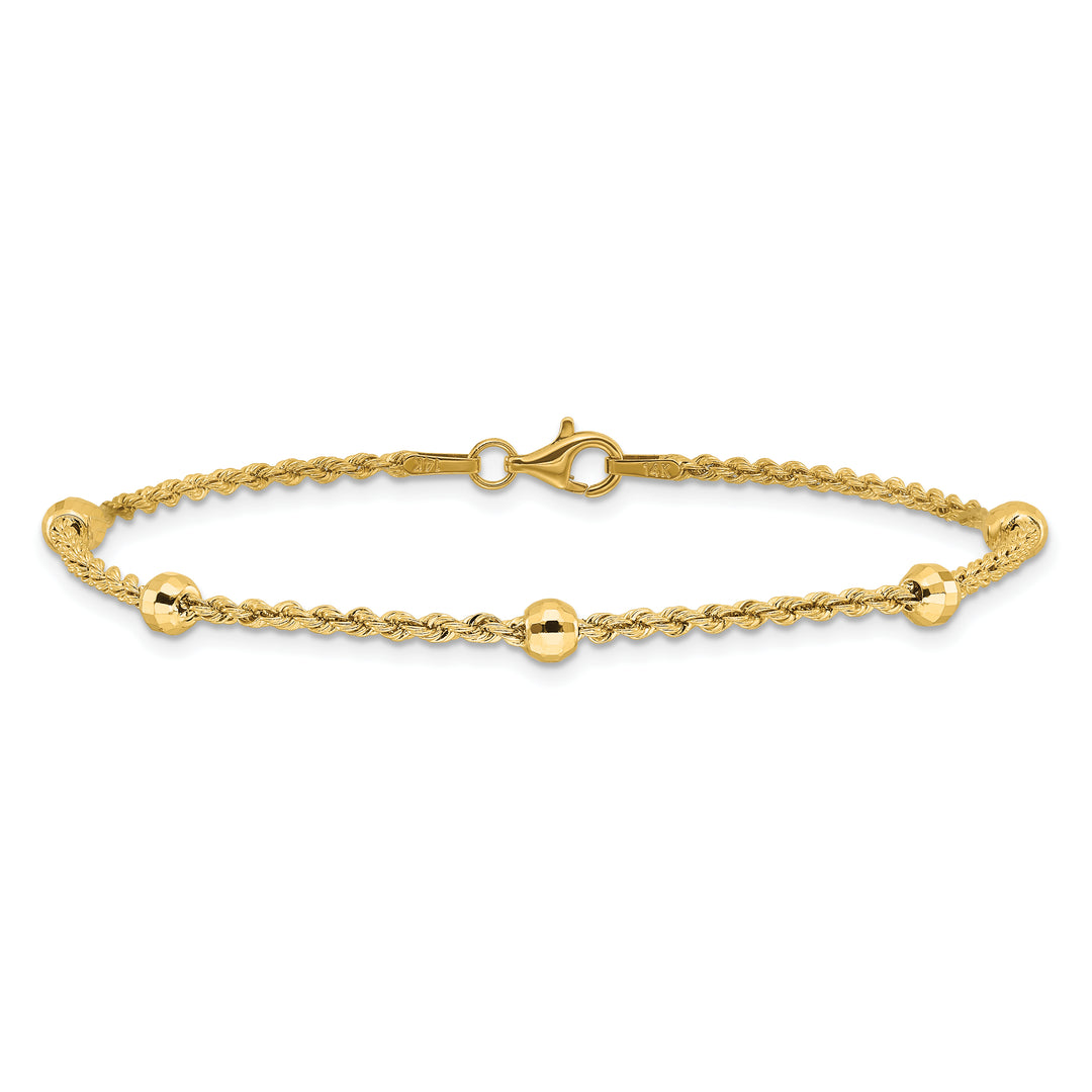 14k D/C Beaded Rope Chain Bracelet