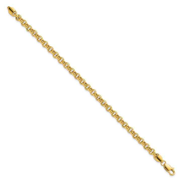 14k 8.5in 5mm Polished Fancy Rolo Link Bracelet