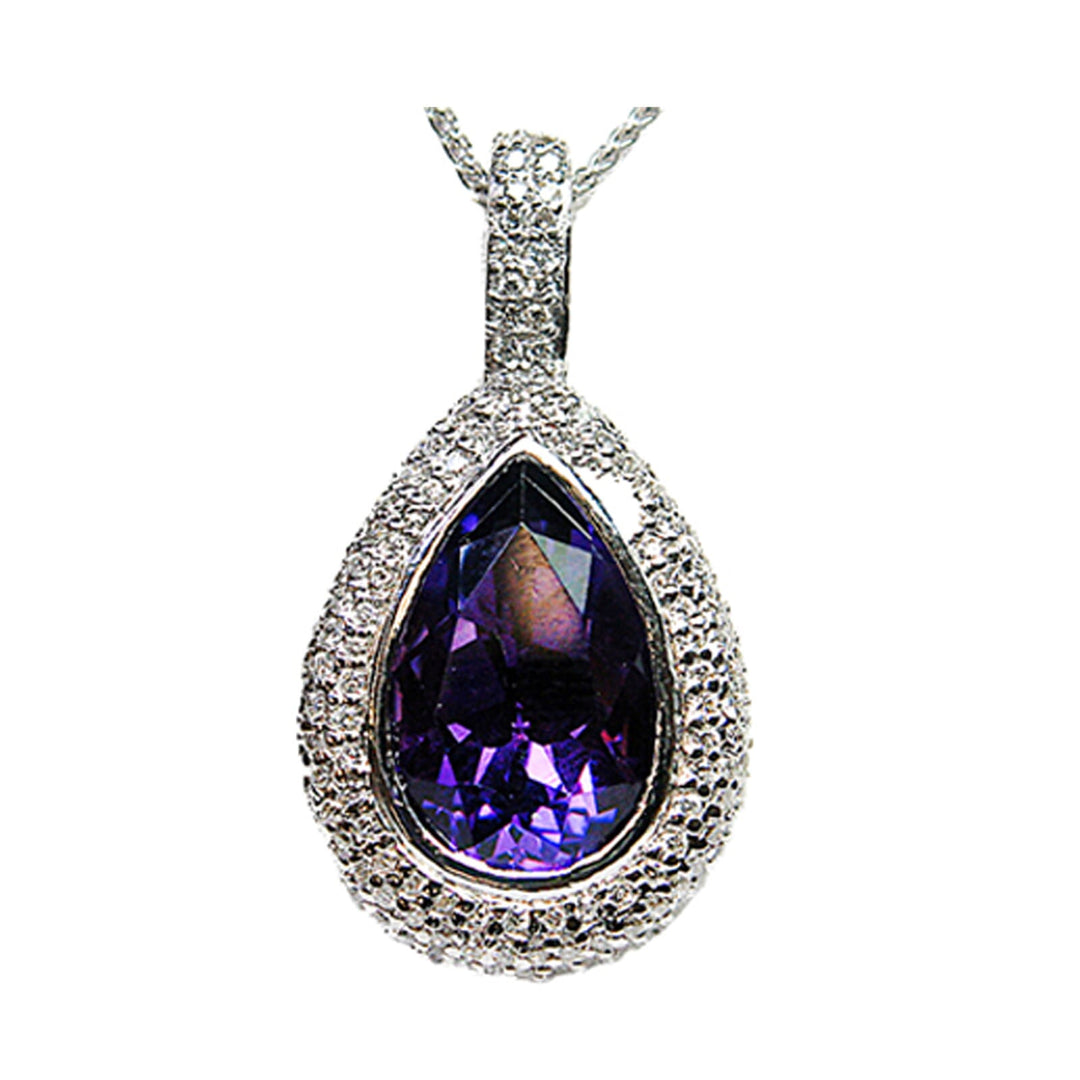14Kt White Gold Diamond 5/8Ctw & Amethyst 5 3/4Ctw Pendant