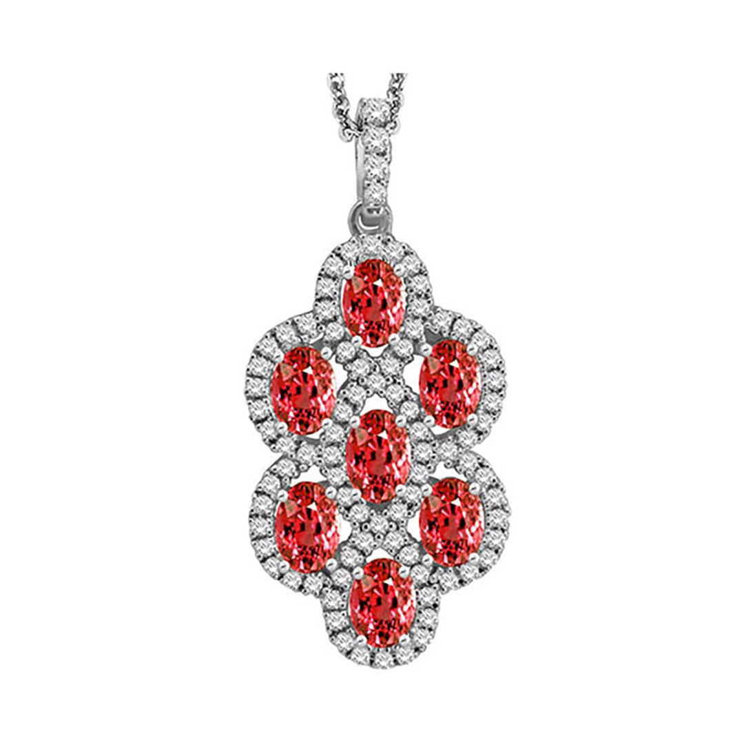 14Kt White Gold Diamond 3/8Ctw & Ruby 2 1/2Ctw Pendant