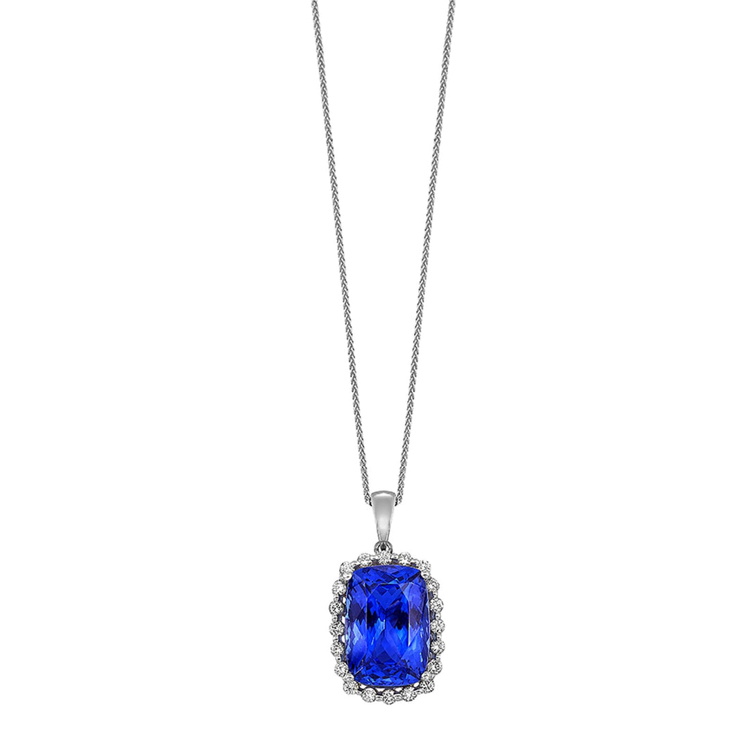 14Kt White Gold Diamond 3/8Ctw & Tanzanite 7 1/4Ctw Pendant