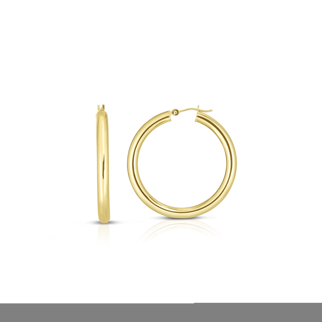 14K Gold 4x25mm Hoops