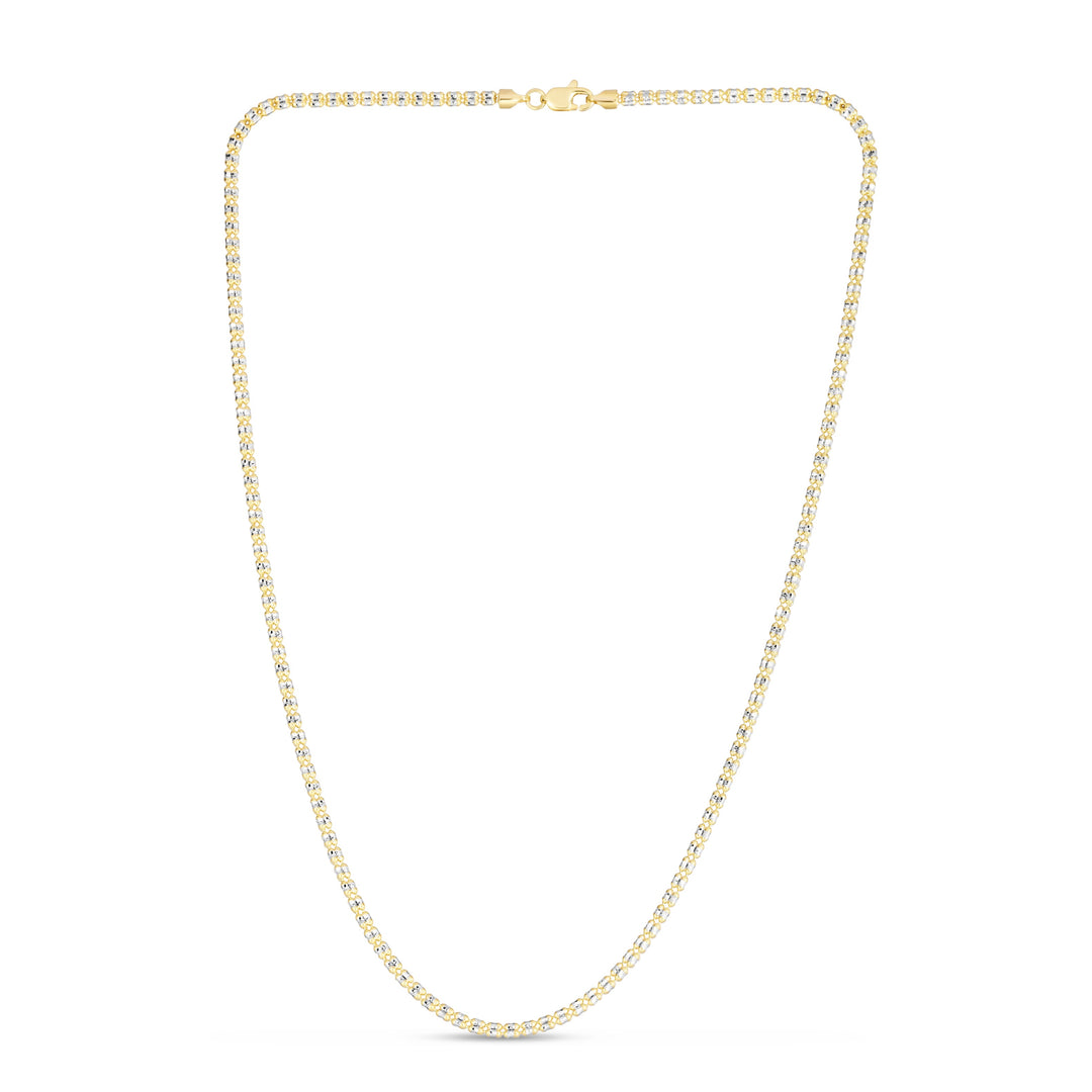 14K Gold 18"" 2.7mm Two-Tone Fancy Ice Chain