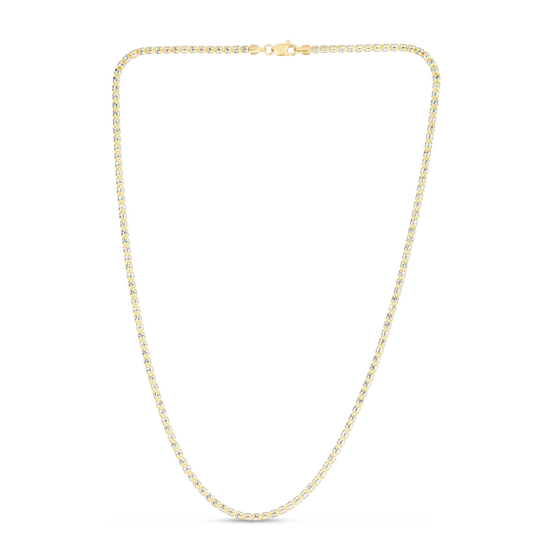 14K Gold 24"" 2.7mm Two-Tone Fancy Ice Chain