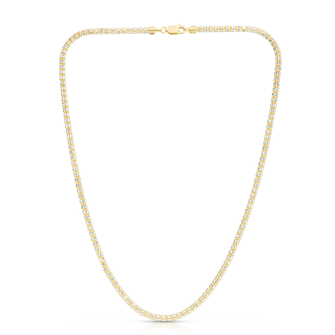 14K Gold 16"" 3.3mm Two-Tone Fancy Ice Chain