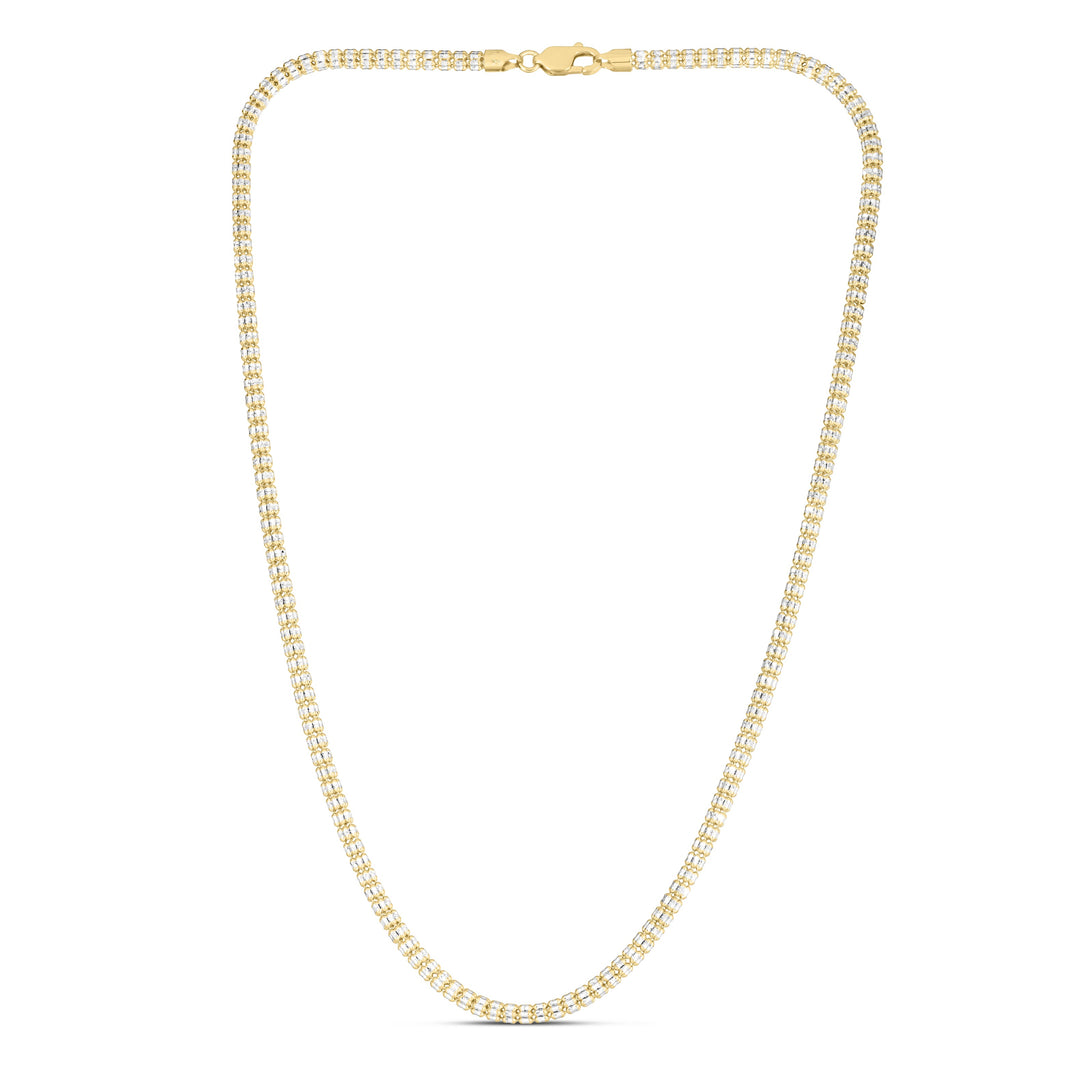 14K Gold 18"" 3.23mm Two-Tone Fancy Ice Chain