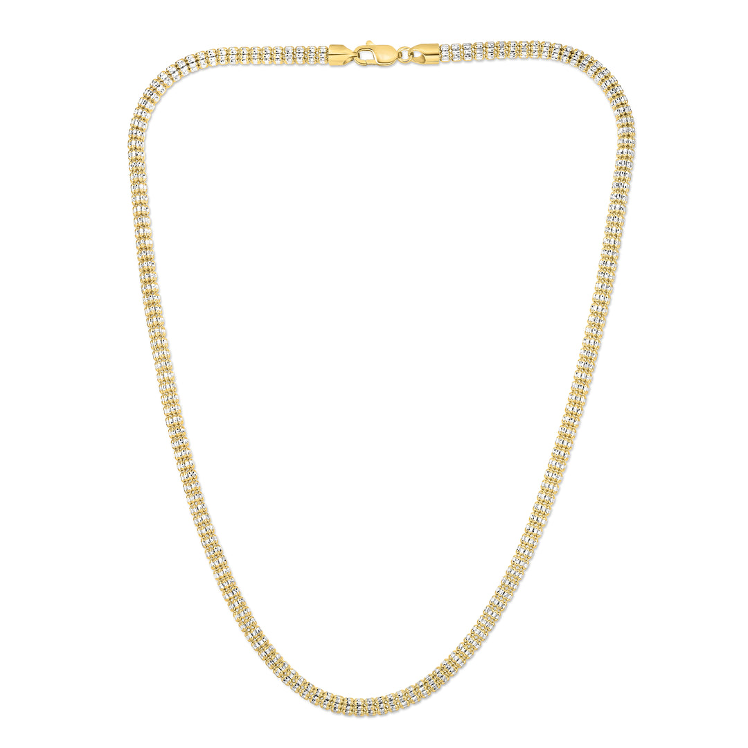 14K Gold 24"" 4.25mm Two-Tone Fancy Ice Chain