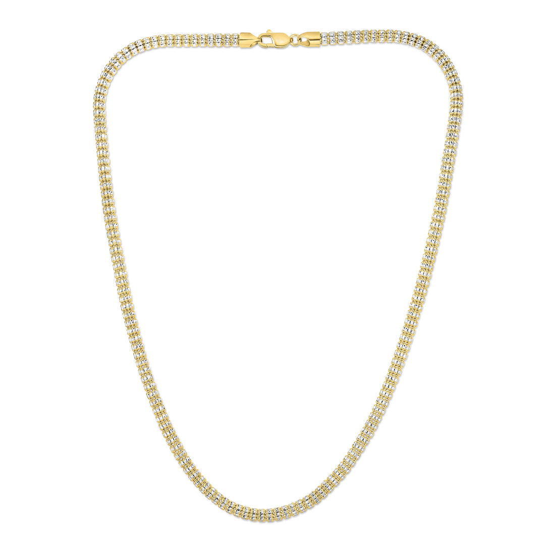 14K Gold 22"" 4.25mm Two-Tone Fancy Ice Chain