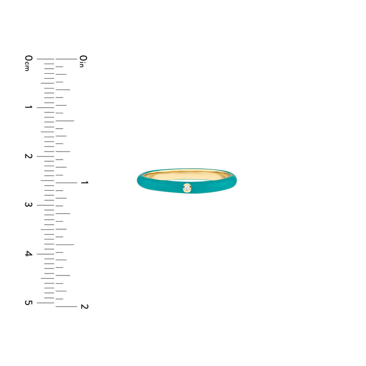 Diamond Bezel on Teal Enamel Band