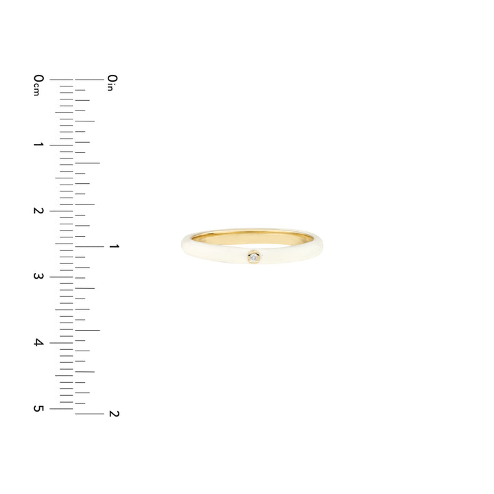 Diamond Bezel on White Enamel Band Ring